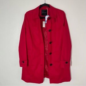 NWT Talbots 'Let It Rain' Red Button-Up Raincoat/Trench Coat, New with Tags, XS